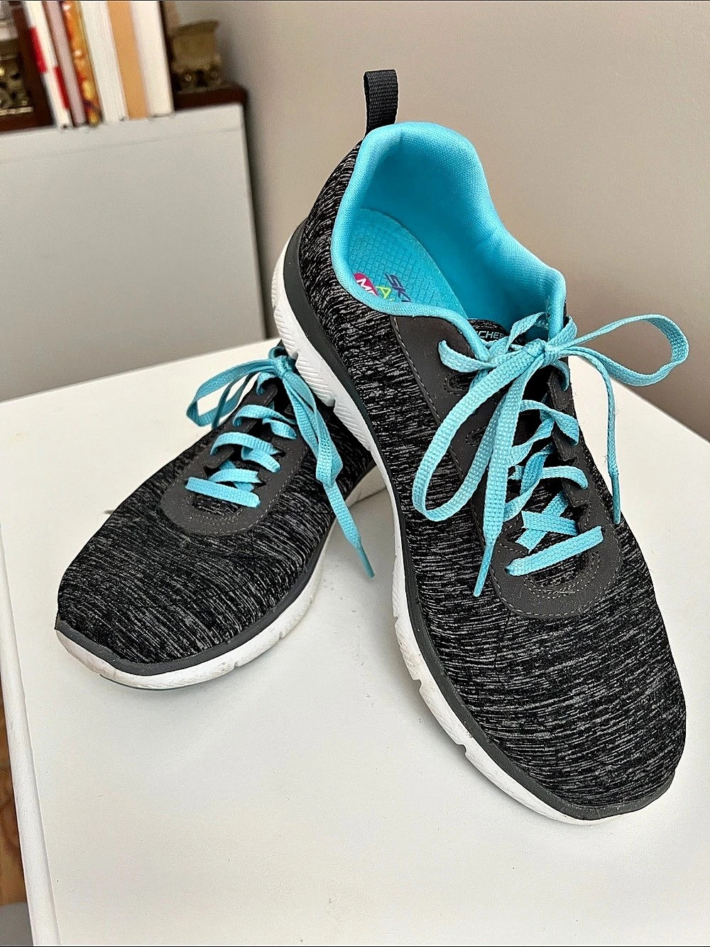 Skechers Flex Appeal Memory Foam Sneakers Black & Blue US 9